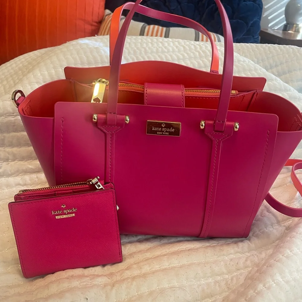 kate spade hot pink leather tote SMALL